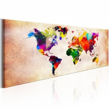 Quadro - World Map: Colourful Ramble - 150x50