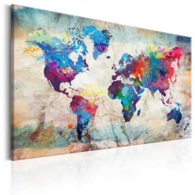 Quadro - World Map: Colourful Madness - 90x60