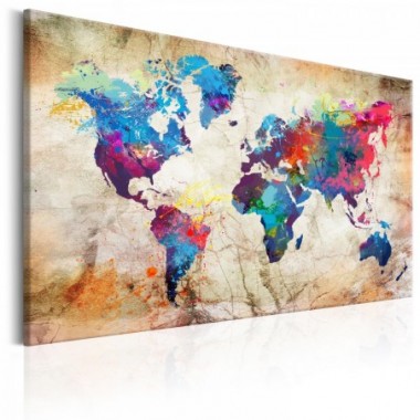 Quadro - World Map: Urban Style - 90x60
