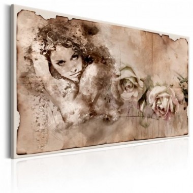 Quadro - Retro Style: Woman and Roses - 90x60