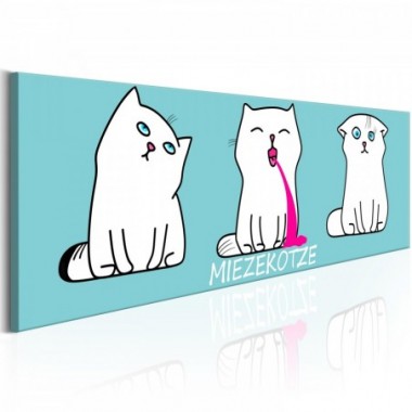 Quadro - Miezekotze: Cat Trio (Blue) - 120x40