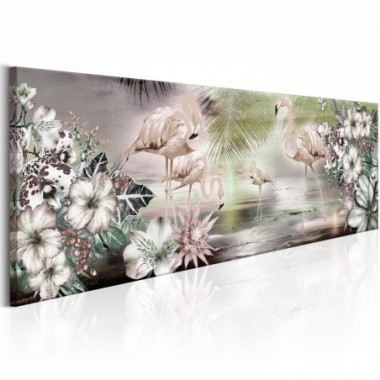 Quadro - Flamingoes and Flowers - 120x40