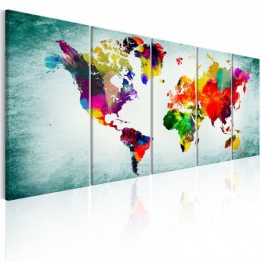 Quadro - World Map: Green Vignette - 200x80