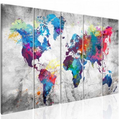 Quadro - World Map: Spilt Paint - 200x80