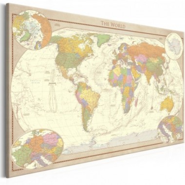 Quadro - Cream World Map - 90x60