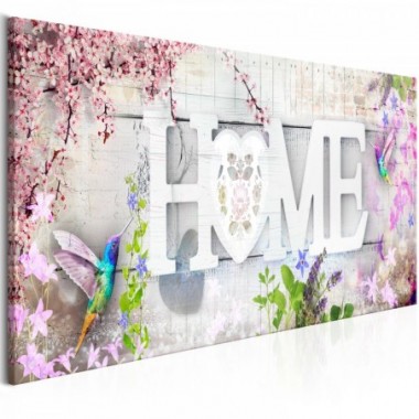 Quadro - Home and Hummingbirds (1 Part) Pink Narrow...