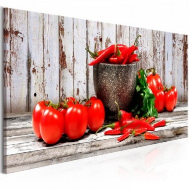 Quadro - Red Vegetables (1 Part) Wood Narrow - 150x50