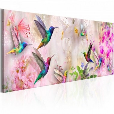 Quadro - Colourful Hummingbirds (1 Part) Narrow -...