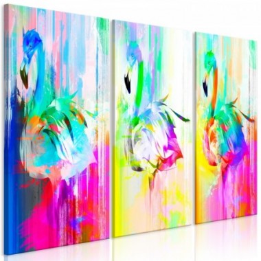 Quadro - Colourful Flamingos (3 Parts) - 90x60