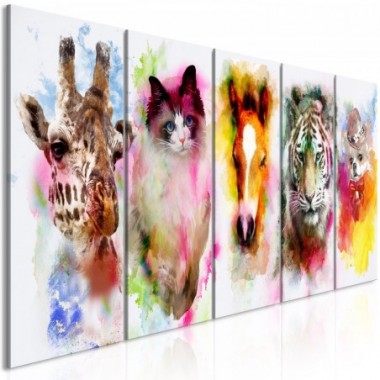 Quadro - Watercolour Animals (5 Parts) Narrow - 200x80
