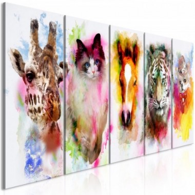 Quadro - Watercolour Animals (5 Parts) Narrow - 225x90