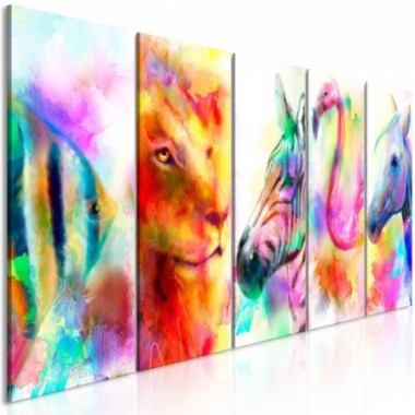Quadro - Rainbow Watercolours (5 Parts) Narrow - 200x80