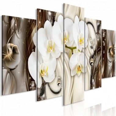 Quadro - Orchid Waterfall (5 Parts) Wide Brown -...