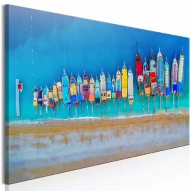 Quadro - Colourful Boats (1 Part) Narrow - 135x45