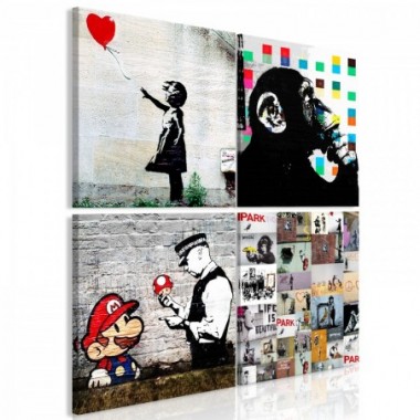 Quadro - Banksy Collage (4 Parts) - 40x40