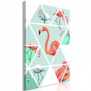 Quadro - Geometric Flamingos (1 Part) Vertical - 40x60