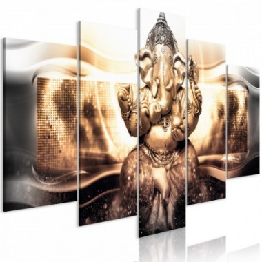 Quadro - Buddha Style (5 Parts) Golden Wide - 200x100