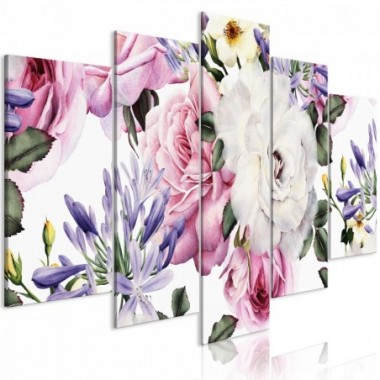 Quadro - Rose Composition (5 Parts) Wide Colourful -...