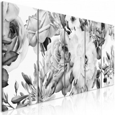 Quadro - Rose Composition (5 Parts) Narrow Black and...