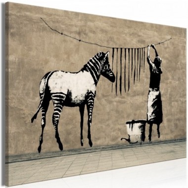 Quadro - Banksy: Washing Zebra on Concrete (1 Part)...