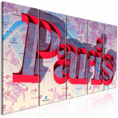 Quadro - Red Paris (5 Parts) Narrow - 200x80