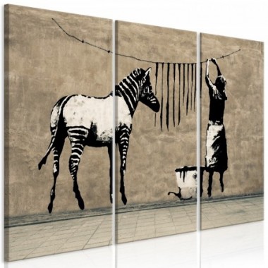 Quadro - Banksy: Washing Zebra on Concrete (3 Parts)...