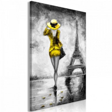 Quadro - Parisian Woman (1 Part) Vertical Yellow -...