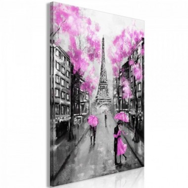 Quadro - Paris Rendez-Vous (1 Part) Vertical Pink -...