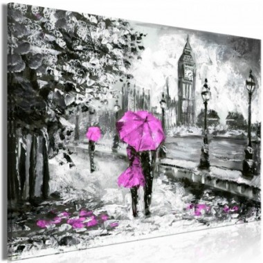 Quadro - Walk in London (1 Part) Wide Pink - 90x60