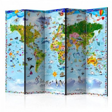 Paravento - World Map for Kids II [Room Dividers] -...