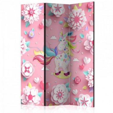 Paravento - Unicorn on Flowerbed [Room Dividers] -...