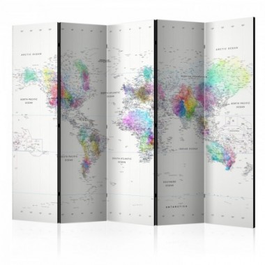 Paravento - Room divider – White-colorful world map...
