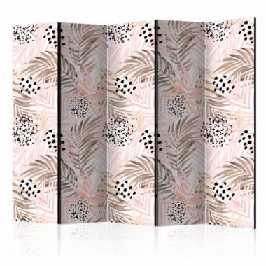 Paravento - Pink Palm Leaves II [Room Dividers] -...