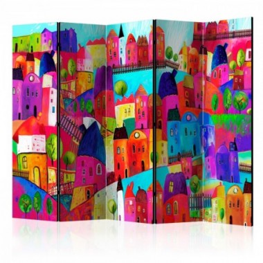 Paravento - Rainbow-hued town II [Room Dividers] -...